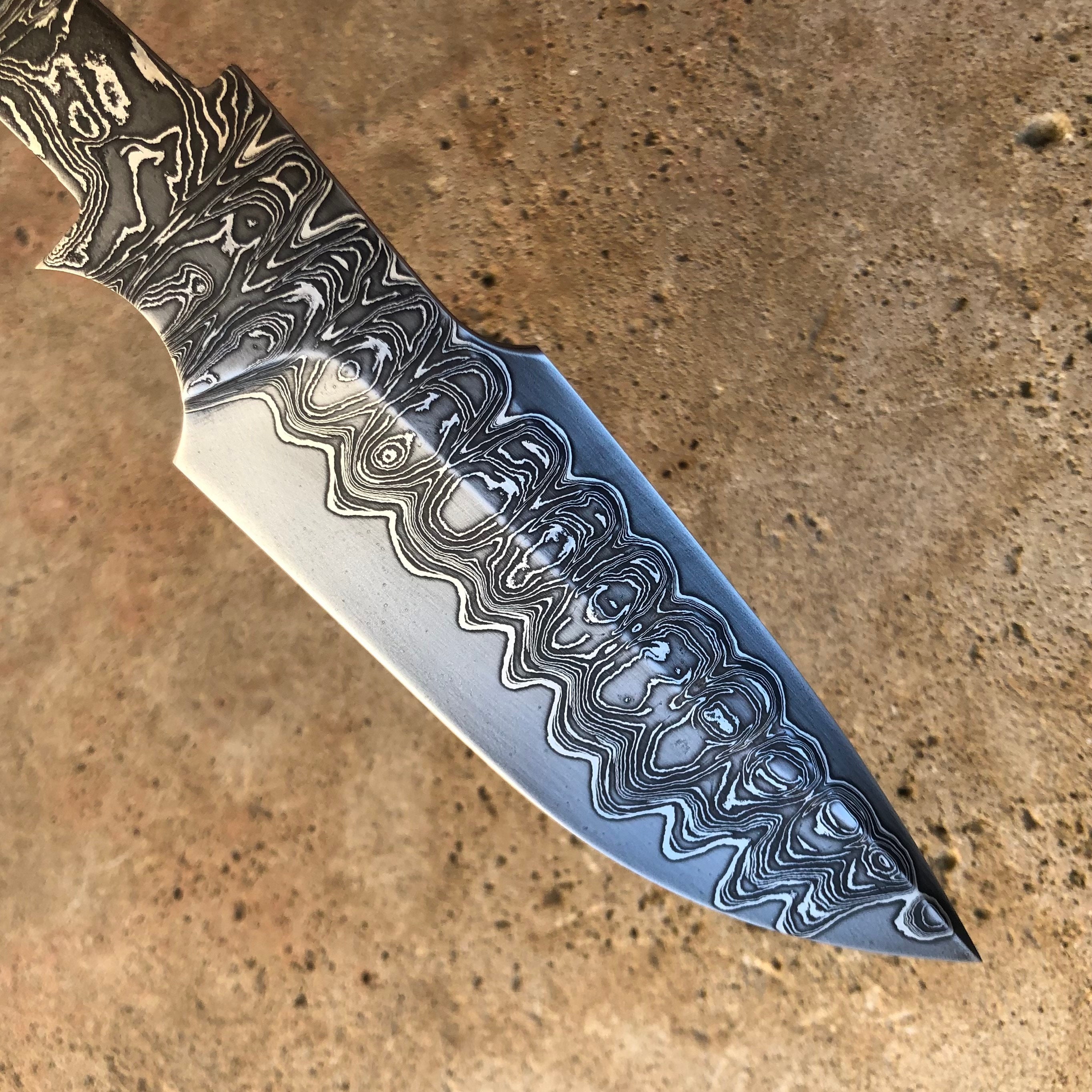 Laminated 13 cm Blade with Damascus Steel with Nickel Custom Etsy