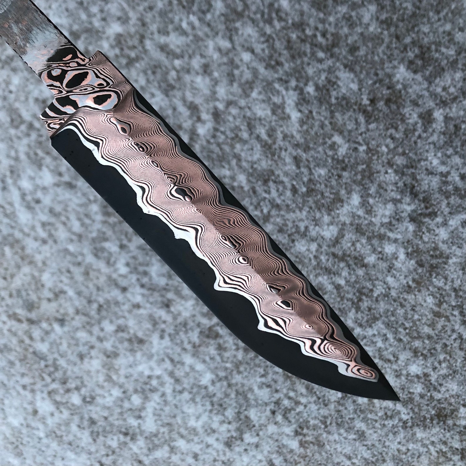 Copper BLADE 16 Cm 6.3 Laminated With Carbon Damascus Etsy