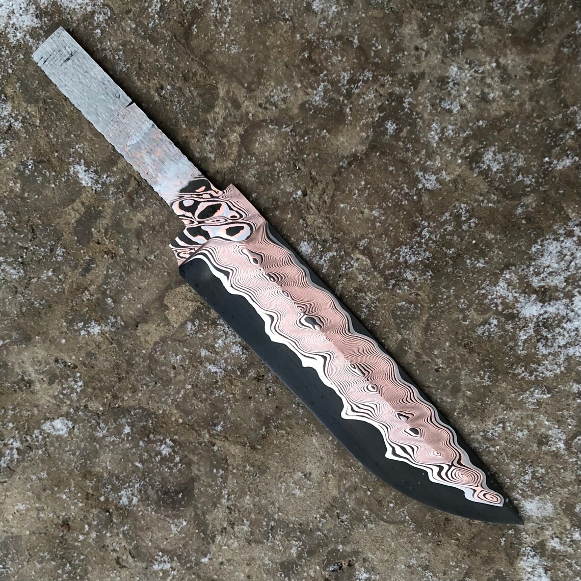 Copper BLADE 16 Cm 6.3 Laminated With Carbon Damascus Etsy
