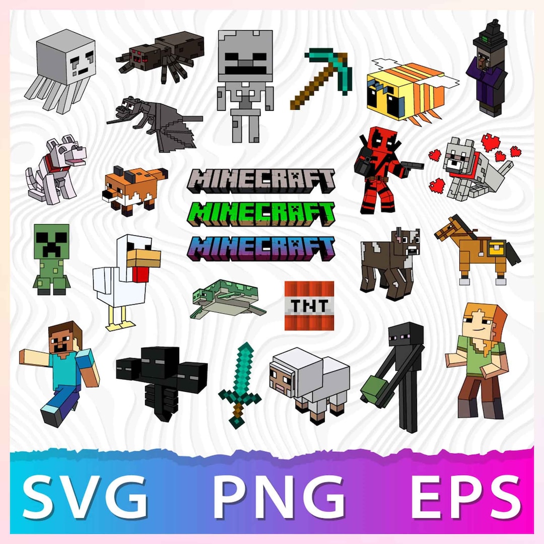 Minecraft Characters Vector File Minecraft Bundle Game Chracters, Svg Png Sticker Print Pdf, Stickers ...