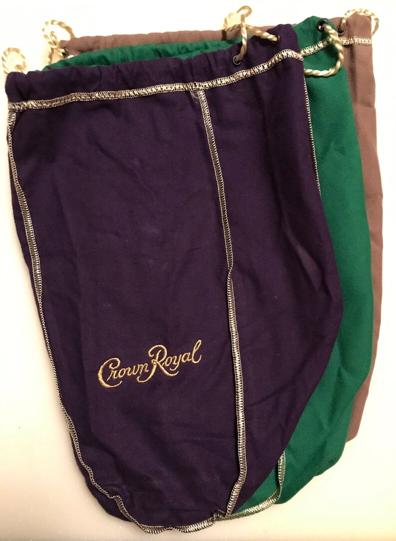 Crown Royal Drawstring Bags 5 Extralarge Fabric Bags in Purple, Green
