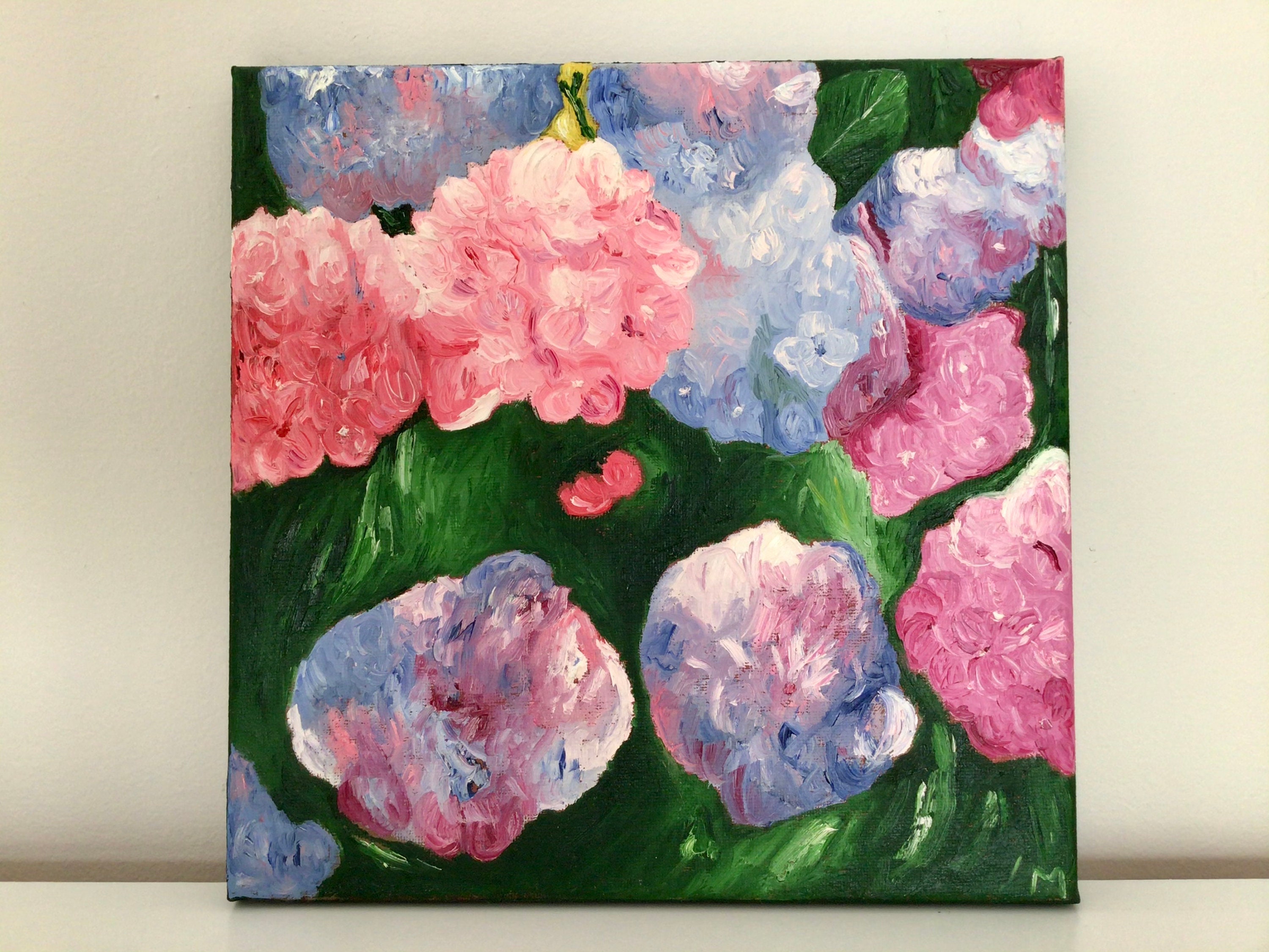 Hydrangeas original oil painting on canvas 9.8 x 9.8 25 x Etsy