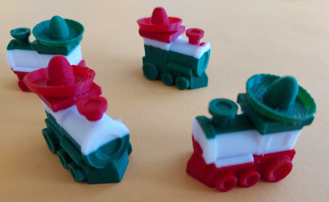 4 Mexican Train Tokens, 3-color Trains in Mexican Flag Colors - Etsy