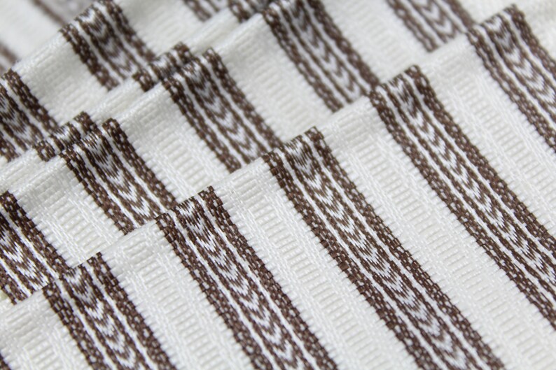 Brown and White Striped Traditional Silk and Cotton Fabric