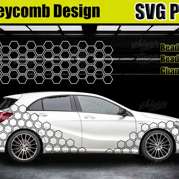 Calcomanía de carreras de autos Diseños de pegatinas de panal de abeja | Descarga digital | Racing Car Honecomb Honeycomb SVG, Corte vectorial de calcomanía de coche