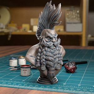 Zwerg Mohawk Büste - Resin Miniatur | Fantasy Tabletop Spiele | D&D | Dungeon and Dragons | Pfadfinder
