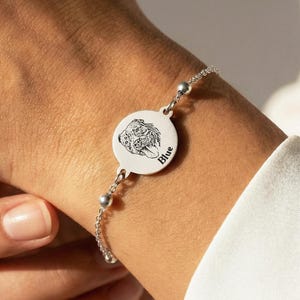 Pulsera personalizada con retrato de mascota para mamá, brazalete con foto de perro, retrato de gato grabado, joyería con foto de gato, regalo para la pérdida de una mascota, regalos para adopción