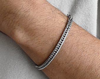 Men&#39;s Silver Bracelet Chain, 14K Gold Jewelry, Franco Chains, Father&#39;s Day Gifts, Suitable for Men Or Women, Adjustable