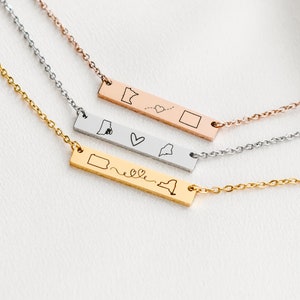 Personalized Engraved Necklace Long Distance Relationship Gifts, State Jewelry, Friendship Moving Away Gift for Best Friends Sister Necklace