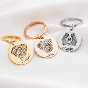 Pet Portrait Personalized Key Chain Gifts for Dog Mom, Cat Engraved Photo Mothers Day Keychain Memorial Loss Gift for Men, Girls Key Chains