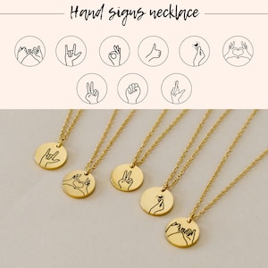 Hand Gestures Necklace, Sign Language Necklace, Best Friends Jewelry, Birthday Gift for Her, Christmas Gift, Sisters Necklace, Hand Signals