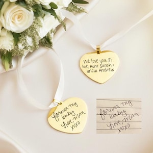 Actual Handwriting Charm • Wedding Bouquet Charm • Heart Bouquet Charm • Memorial Gifts for Bride • Signature Charm Gift