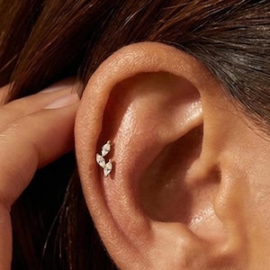 16g 18g Trinity leaf CZ Titanium Labret Earring Studs · Threadless Push Pin · Conch Earring · Tragus Earring ·Cartilage Earring · Nose Stud