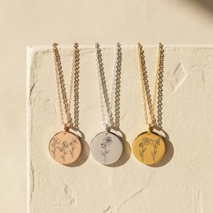 Combined Birth Month Flower Bouquet Moms Jewelry with 20+ Flowers, Mothers Day Gift for Mother Kids Name Necklace Personalized Gifts for Mom