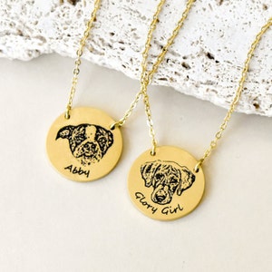 Pet Portrait Memorial Necklace Gift for Dog Mom, Cat Jewelry, Personalized Engraved Pet Loss Gifts, Dog Cat Photo Custom, Adoption Gift Idea