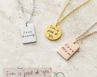 Mothers Day Gift · Memorial Handwriting Necklace Gift for Mom, Personalized Handwritten Engraved Jewelry Loss Gifts for Her, Sister Birthday