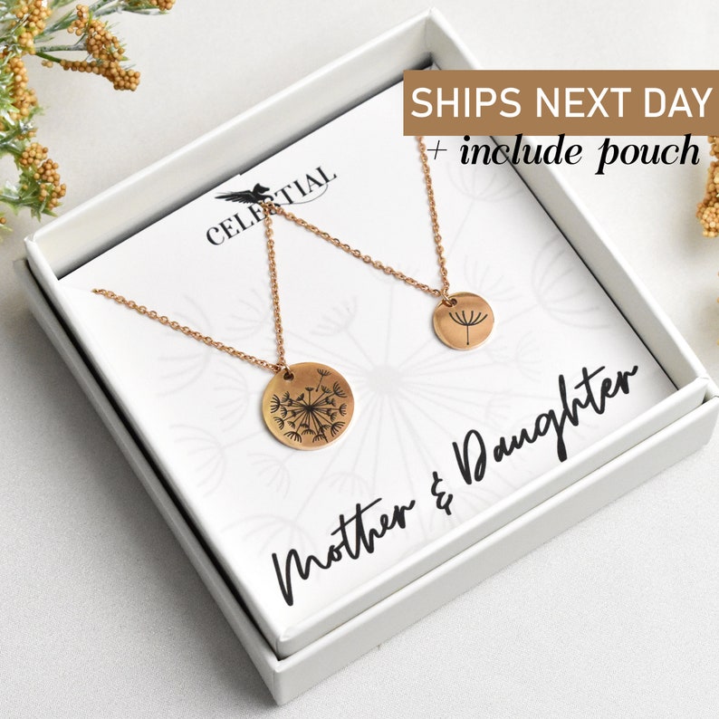 mother daughter dandelion necklace