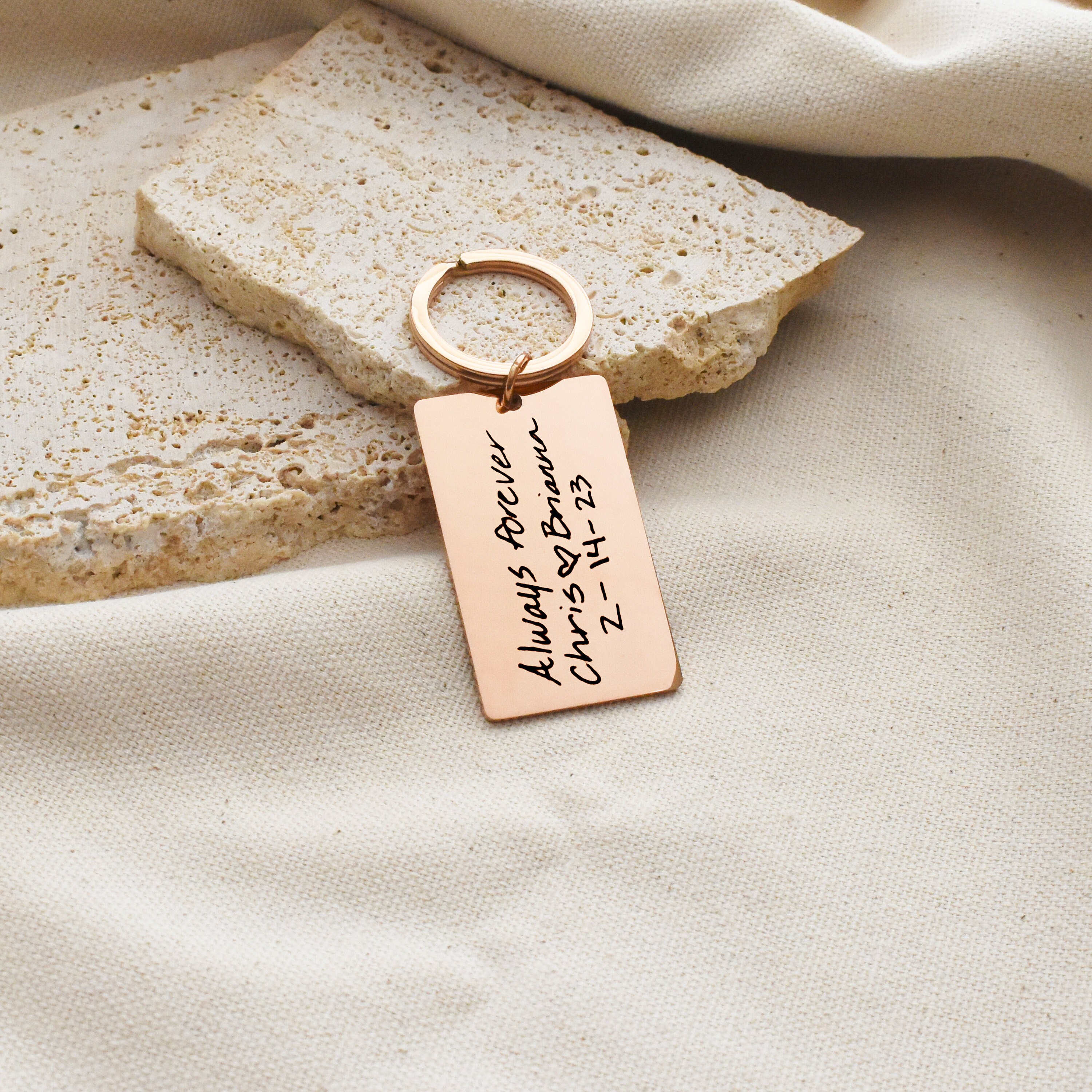 Handwriting Memorial Key Chain, Engraved Gift for Dad