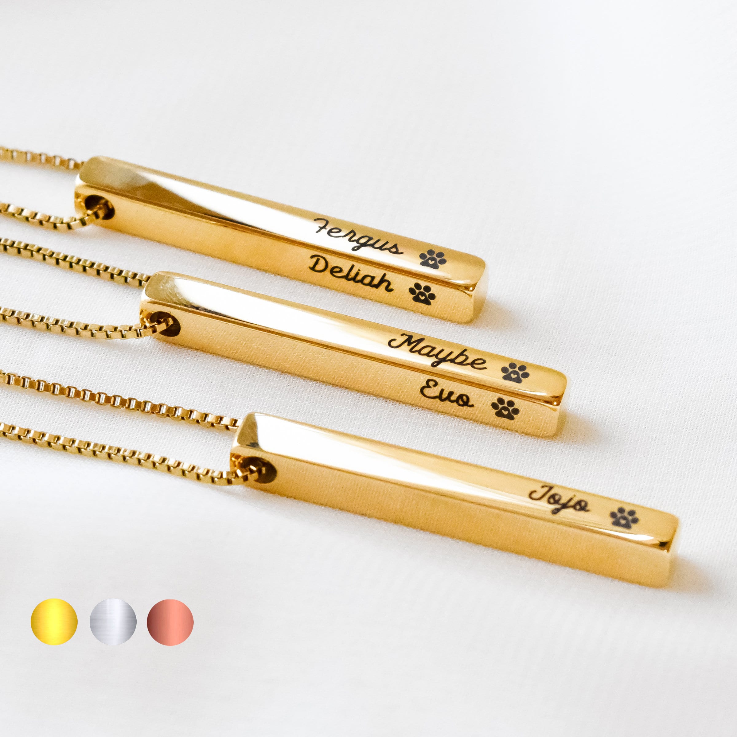 Pet Name Bar Necklace With Box Chain Gift for Dog Mom, Cat Lovers
