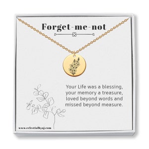 No me olvides collar de flores, no me olvides, regalo de aborto espontáneo, regalo por pérdida, regalo de simpatía por pérdida de embarazo, regalo de mejores amigos, regalo de duelo