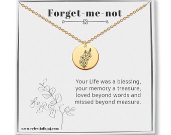 Vergeet me niet bloemenketting, vergeet me niet, miskraamcadeau, cadeau voor verlies, zwangerschap verlies sympathie cadeau, beste vrienden cadeau, rouwcadeau