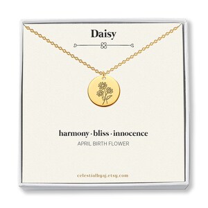 Daisy Birth Month Birth Flower Necklace Personalized Daisies Flower, Personalized gift for Her, April Birth Day Gift, April Birth Flower