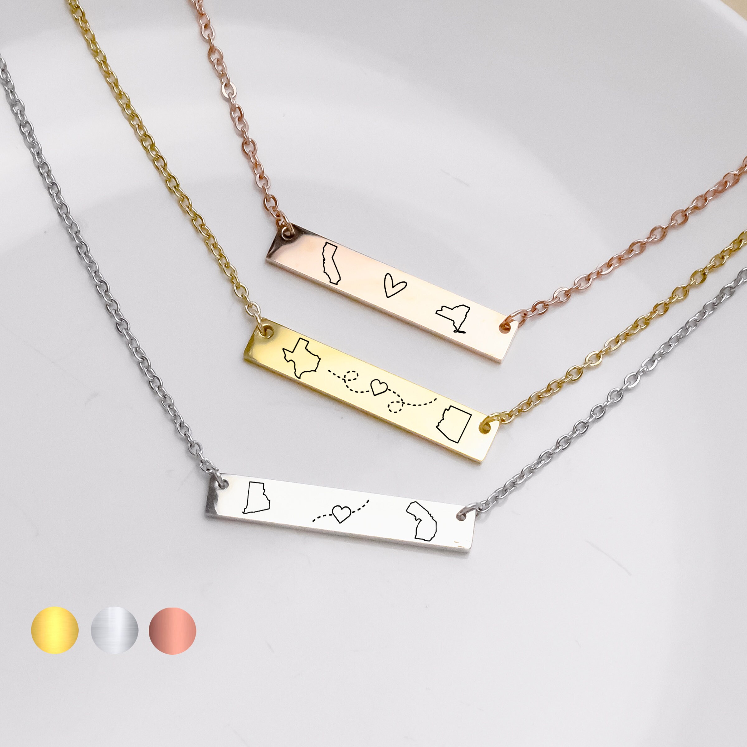 Long Distance Friendship Necklace Etsy
