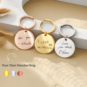 Actual Handwriting Memorial Keychain • MOTHERS DAY GIFT • Custom Best Friends Key Chain for Her • Engraved Signature Key Ring Birthday Gifts