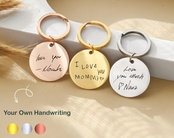 Actual Handwriting Memorial Keychain • MOTHERS DAY GIFT • Custom Best Friends Key Chain for Her • Engraved Signature Key Ring Birthday Gifts