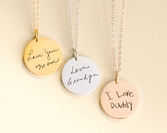 Actual Handwriting Necklace, Gift for Mom, Personalized Handmade Memorial Gift, Memorial & Loss Gift, Handwriting Jewelry Mothers Day Gift