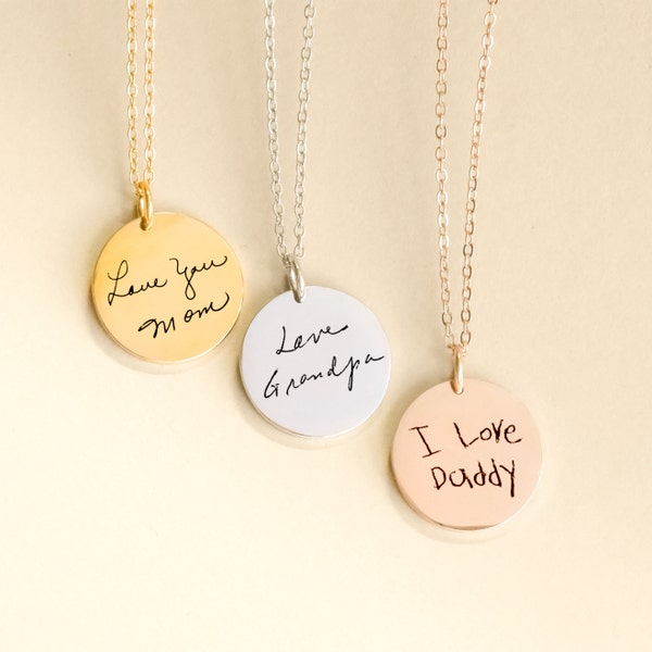 Actual Handwriting Necklace, Gift for Mom, Personalized Handmade Memorial Gift, Memorial & Loss Gift, Handwriting Jewelry Mothers Day Gift