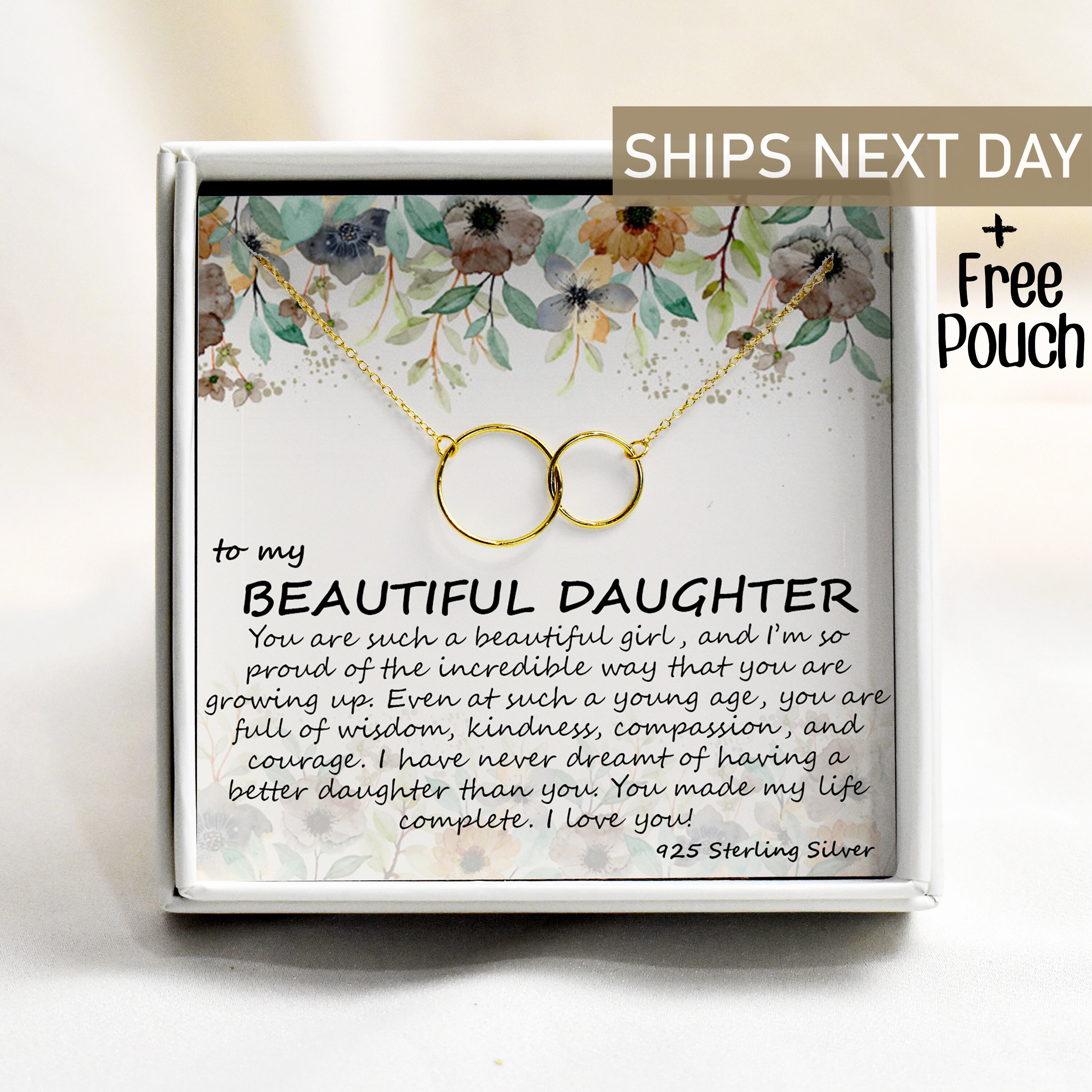 To My Beautiful Daughter Necklace With Thoughtful Card Etsy