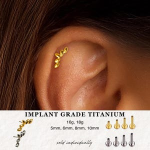 18G/16G 5 Leaf Push Pin Labret • Threadless Flat Back Earring • Tragus Stud • Flat Back Stud • Helix Stud • Cartilage Stud