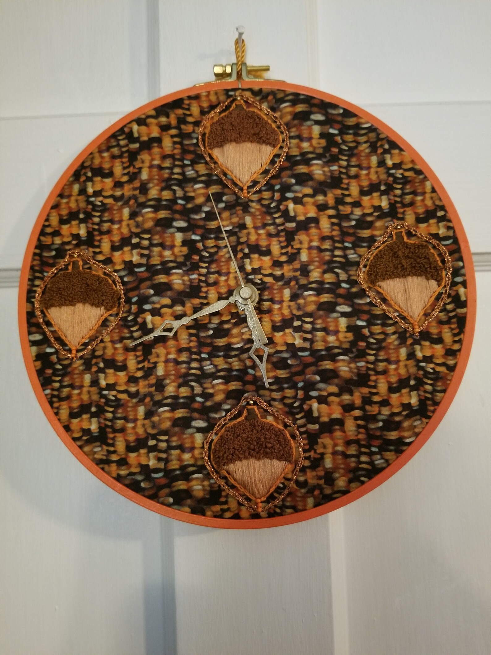 Harvest Themed Embroidery Hoop Clock Harvest Corn Acorns Etsy