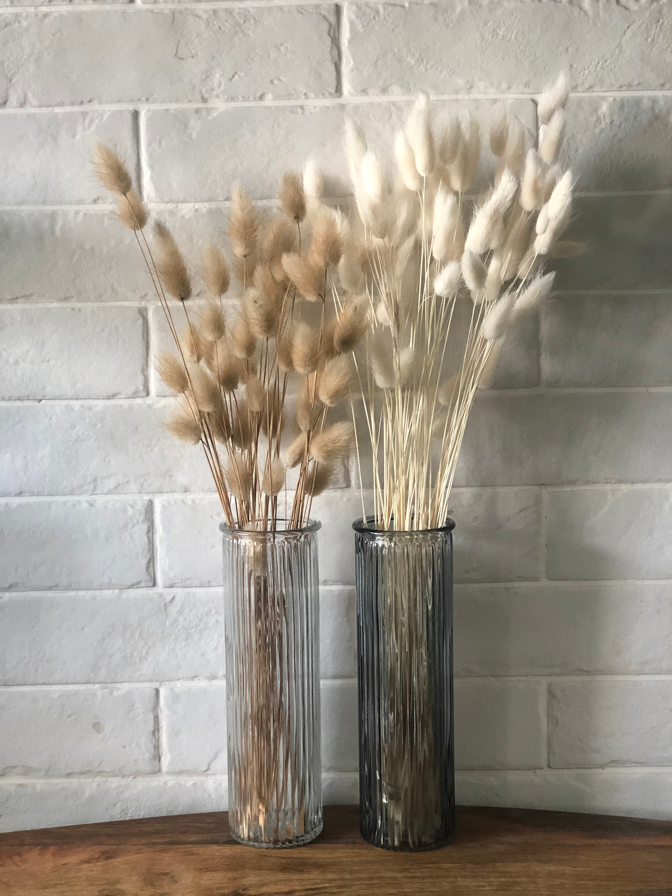 Clear ridged tall thin vase Etsy