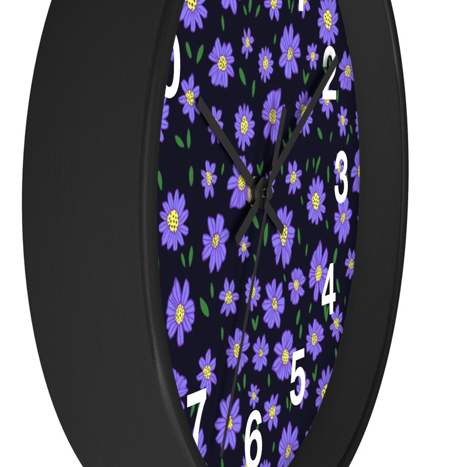Purple Florals Wall Clock Etsy