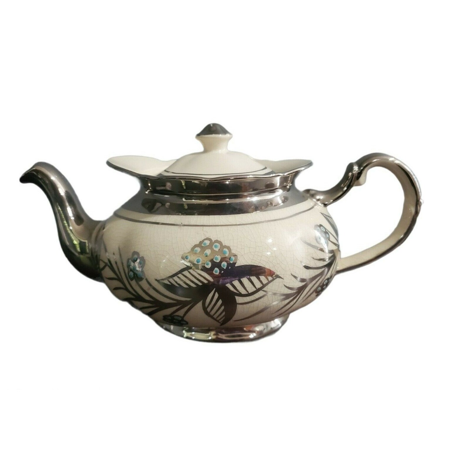 Vintage Price Brothers Teapot Silver Enameled Blue Floral Etsy