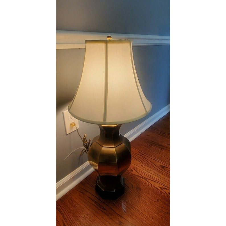 Vintage Ethan Allen Brass Lamp MCM Hollywood Regency Table Etsy