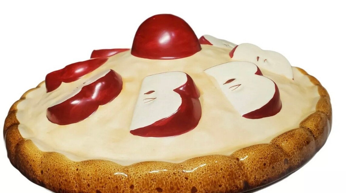 Apple Pie Plate Covered Ceramic Dish Keeper Stoneware Serving Etsy