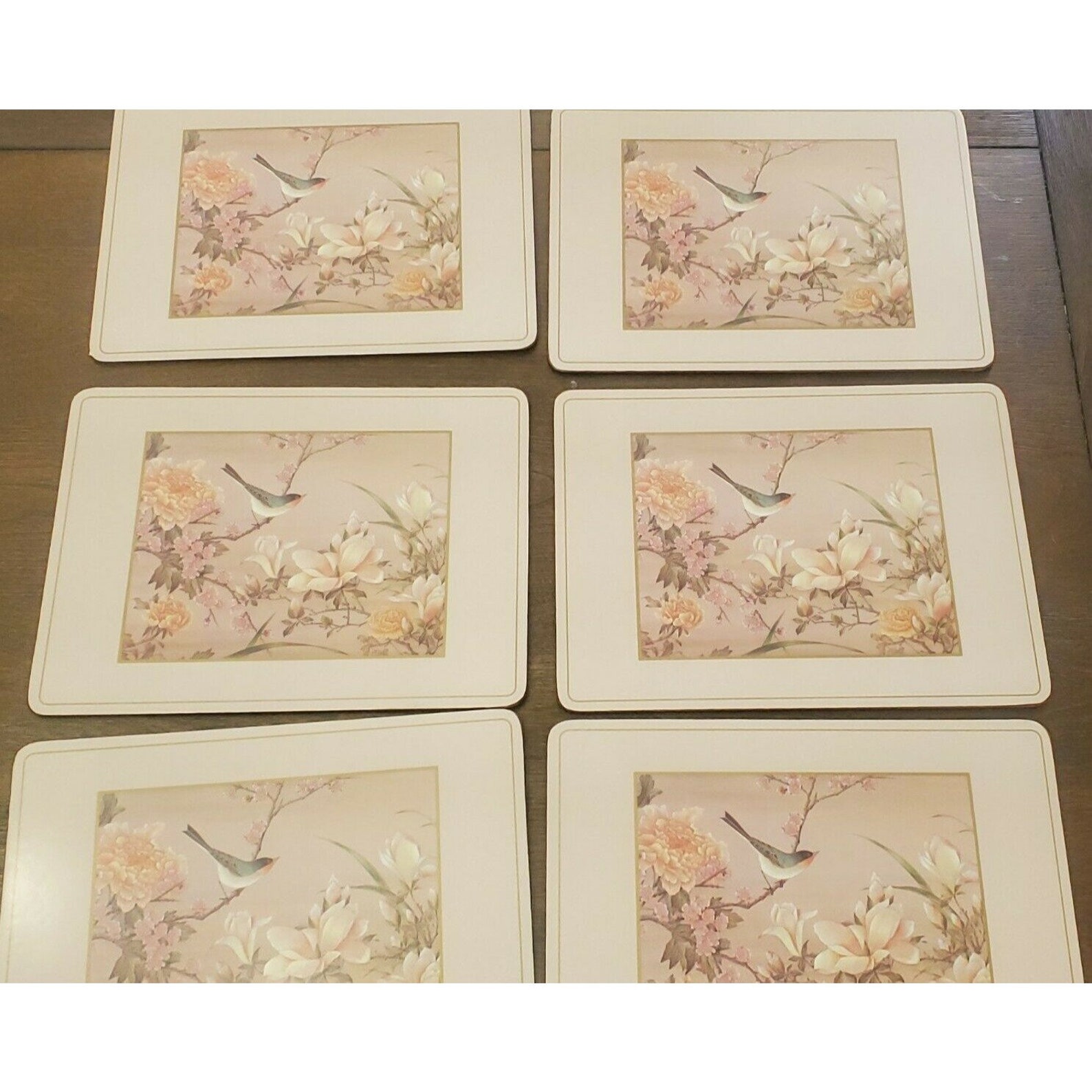 Vintage Pimpernel Large Cork Lot 6 Placemats Oriental Bird & Etsy