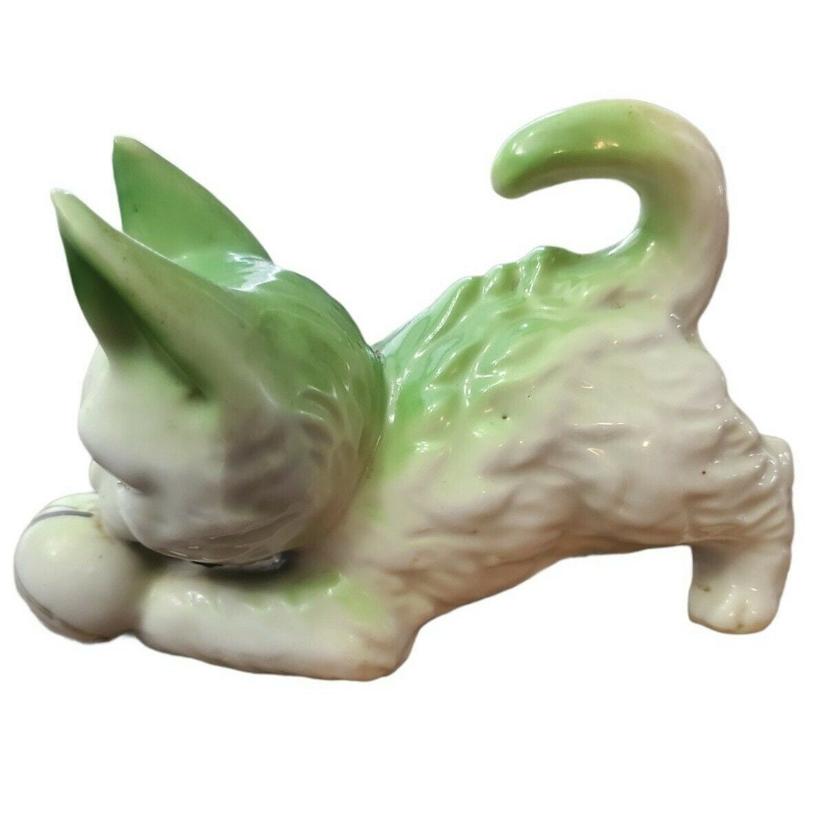 Vintage Japanese cat figurine or statue Green with Gold Gilt Etsy