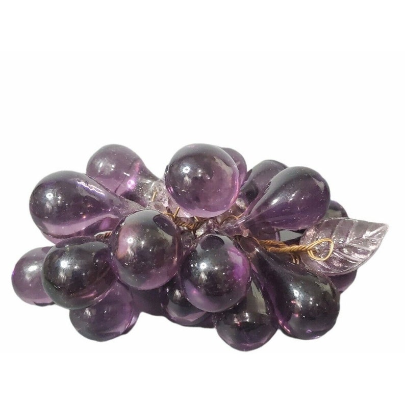 Vintage Glass Grapes Cluster Purple Large Lucite 6 Mid Etsy