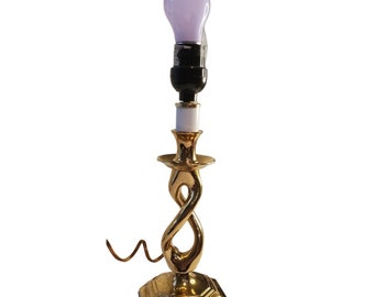 Brass Open Barley Twist Table Lamp Vintage Gold Underwriters Laboratories MCM