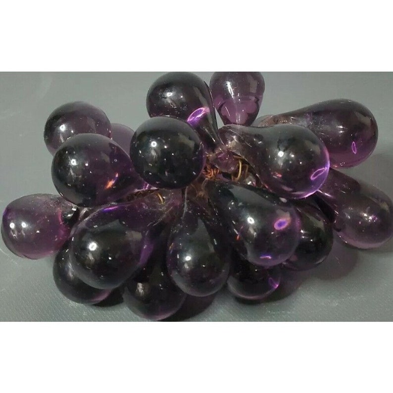 Vintage Glass Grapes Cluster Purple Large Lucite 6 Mid Etsy