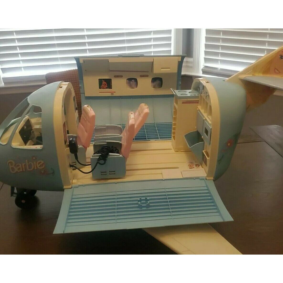 Vintage 1999 Barbie Blue Jumbo Jet Airplane 22007 Tested Works