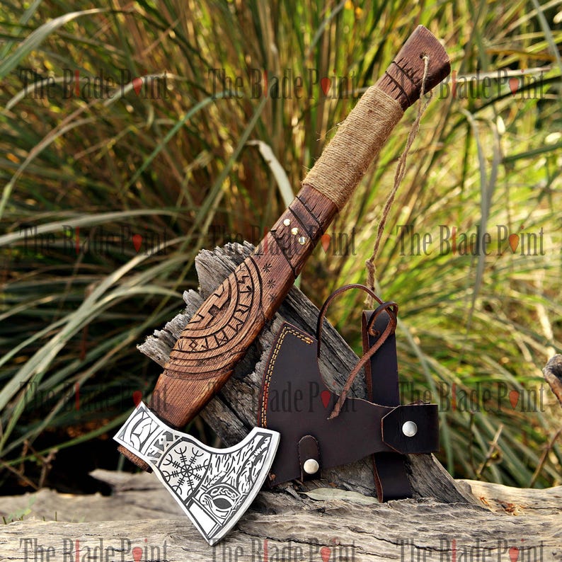 Viking forged axe - RAGNAR, Viking axes, personalized hatchet, Bearded hatchet, Scandinavian axe image 9