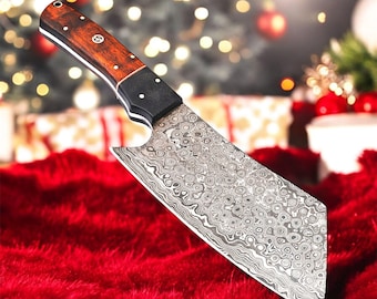 Coltello da cuoco in acciaio di Damasco forgiato a mano, il miglior regalo di Natale, regalo di festa unico, regalo per lui, il miglior regalo per gli uomini, regalo del Ringraziamento