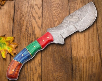 Forged Damascus Steel Hunting Tracker Knife, Rosewood Handle With Sheath Tanto Gift Knive