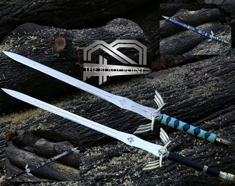 Réplica personalizada da Espada Mestra de Legend of Zelda, feita à mão em aço inoxidável, com bainha. Peça decorativa medieval única para cosplay e exibição.