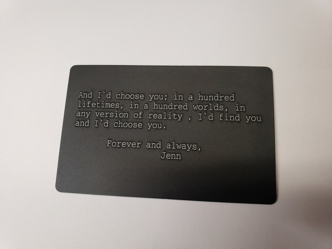 Personalized Wooden Wallet Card - Laser Engraved Custom Message Insert, Anniversary Gift, Leather Wallet Card